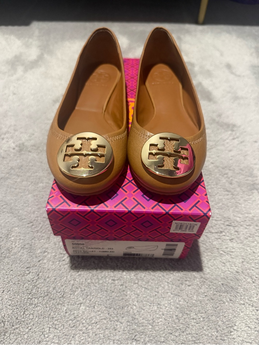 Tory Burch Reva Flats - Royal Tan / Gold